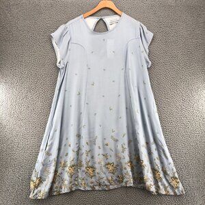 Urban Outfitters Dress Women Large Blue Floral Mini Swing Cap Sleeve Cutout NWT